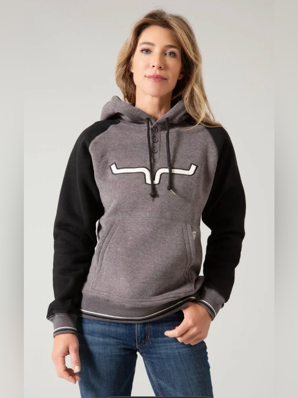 Kimes Ranch Amigo Women’s Hoodie Sweatshirt Western Logo M Medium ASHFA22 Grey
